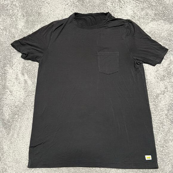 Vuori Shirt Mens Medium ? Black Performance Pocket Lightweight Tee Striped - Picture 1 of 6